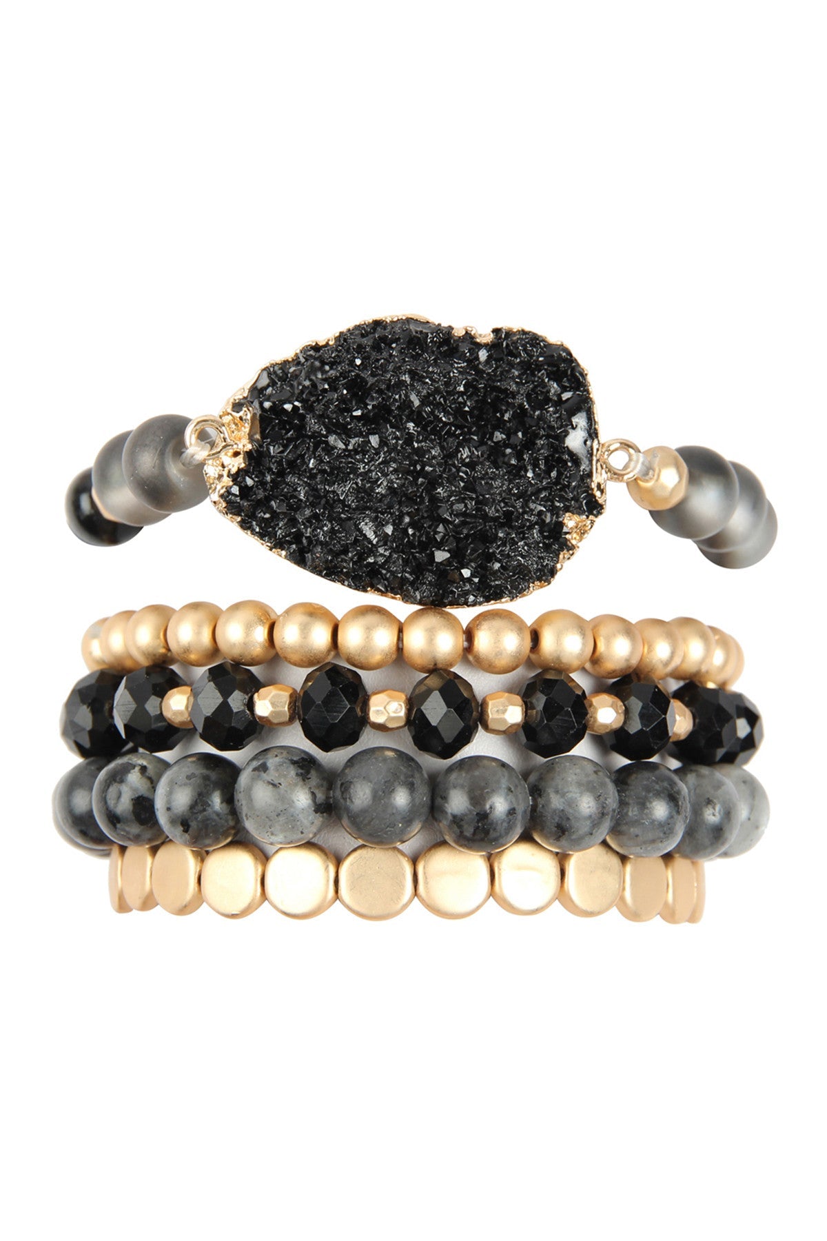 The Cyclical Flow Intention Druzy Charm Bracelet Set