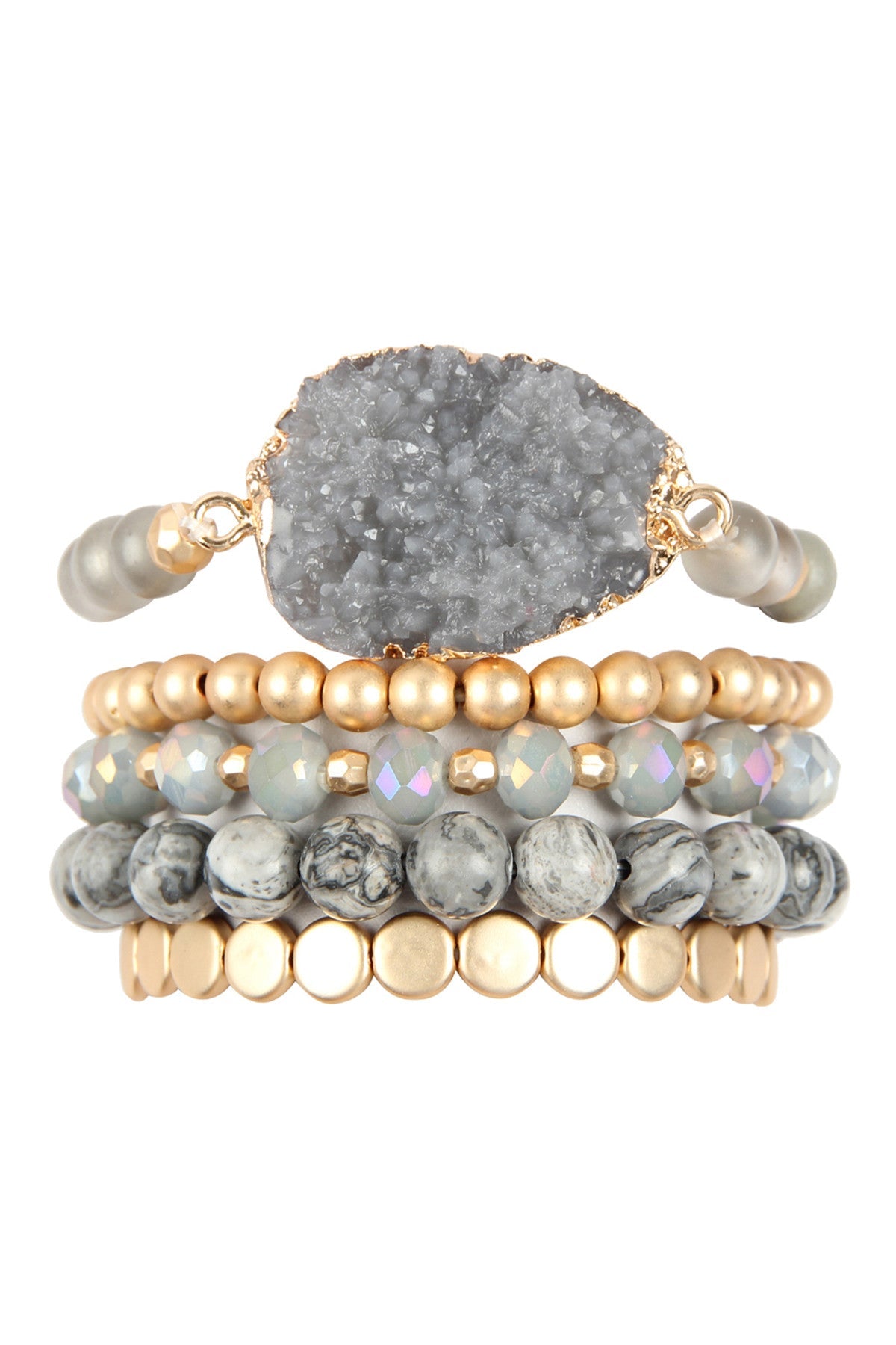 The Cyclical Flow Intention Druzy Charm Bracelet Set