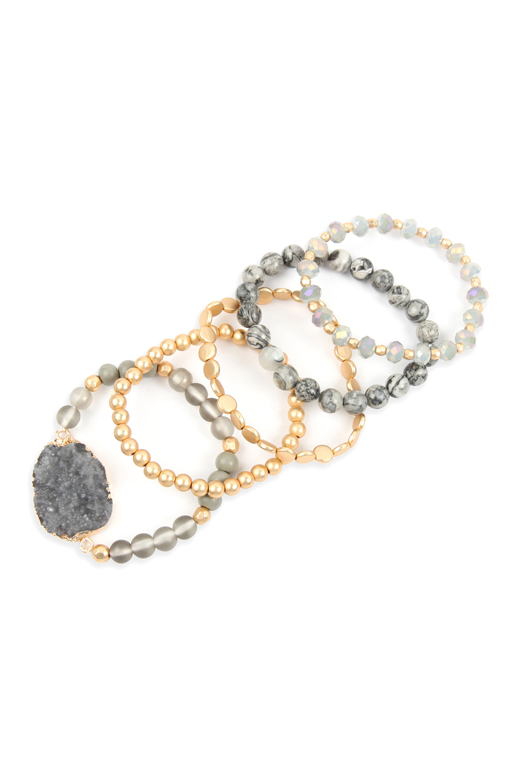 The Cyclical Flow Intention Druzy Charm Bracelet Set