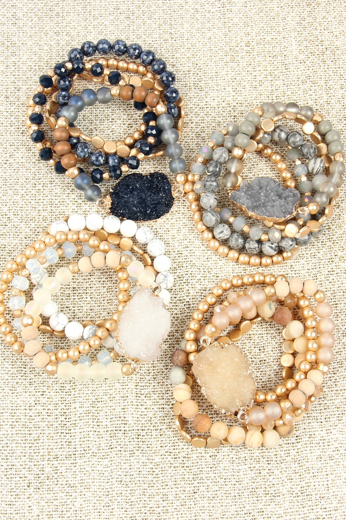 The Cyclical Flow Intention Druzy Charm Bracelet Set