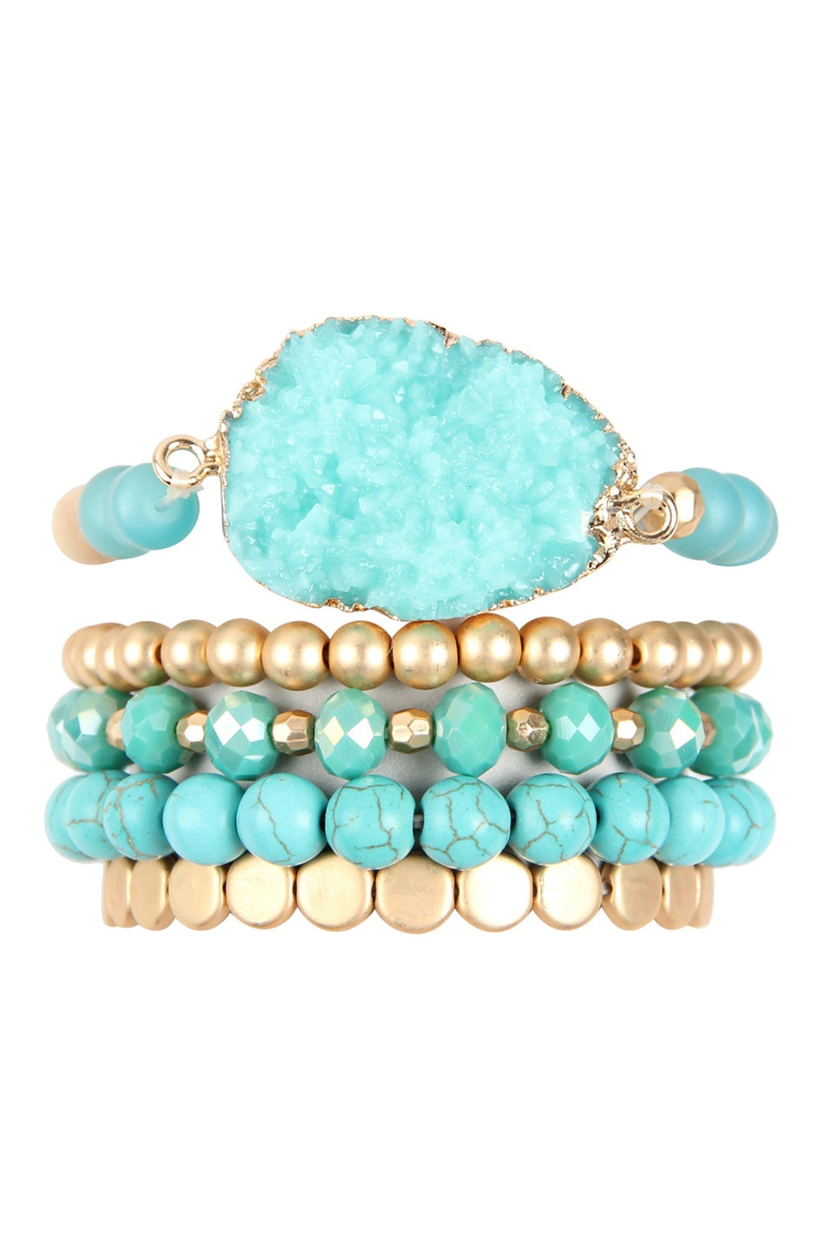 The Cyclical Flow Intention Druzy Charm Bracelet Set