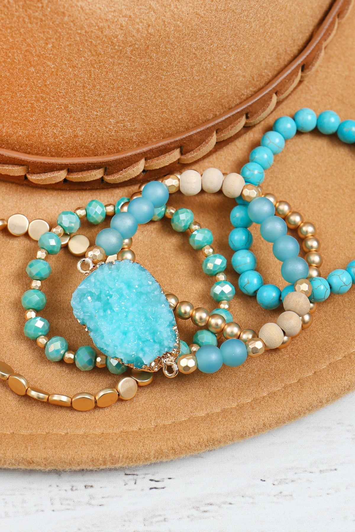 The Cyclical Flow Intention Druzy Charm Bracelet Set