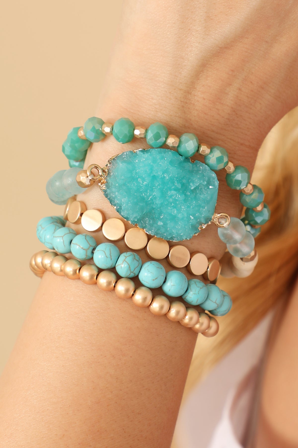 The Cyclical Flow Intention Druzy Charm Bracelet Set