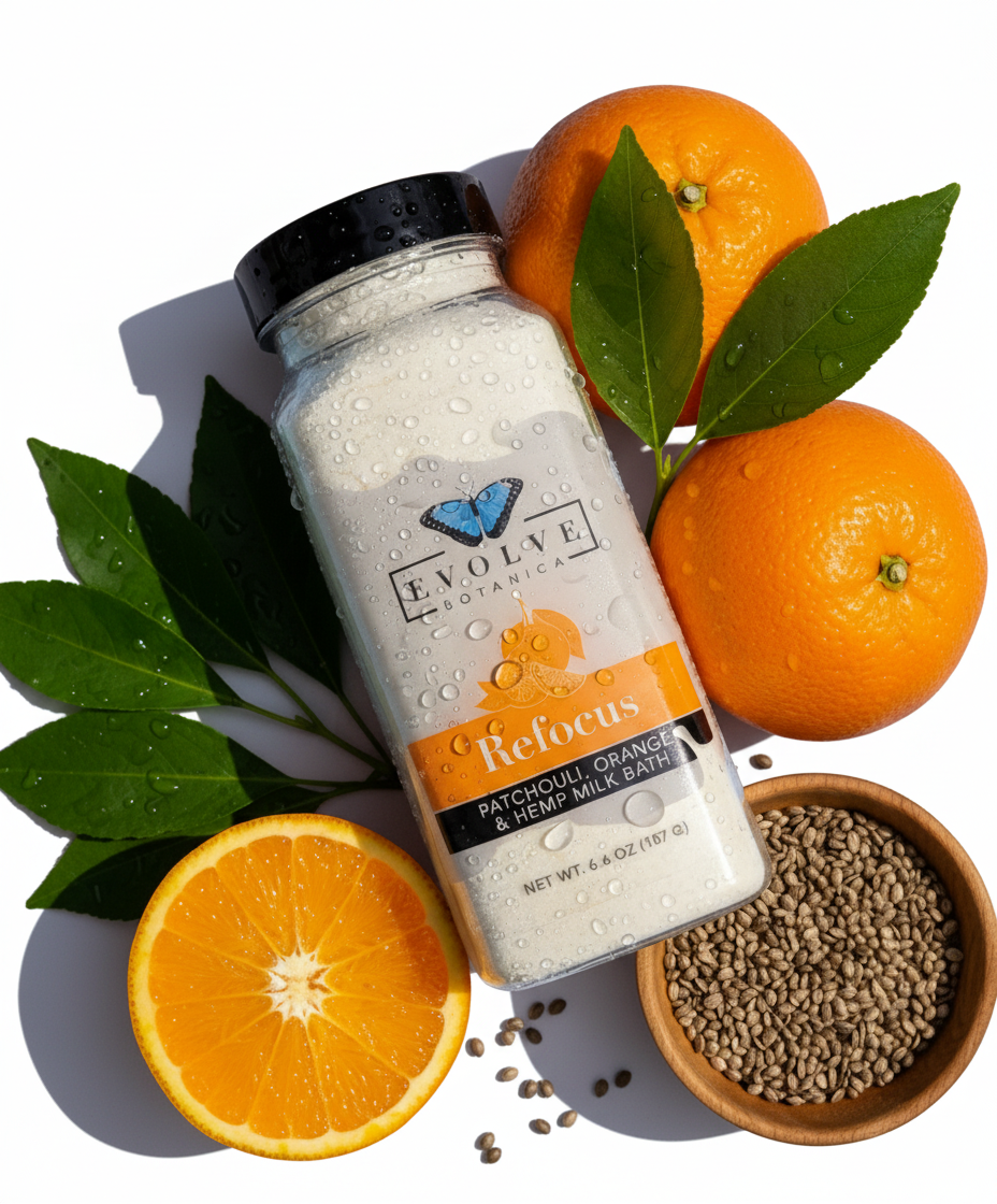 Focus Milk Bath - Patchouli, Orange, & Hemp Seed | Luteal/Autumn (Phase 4)