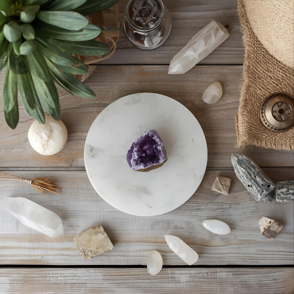 Selenite Crystal Cleansing Plate | Ovulatory Energy (Phase 3)